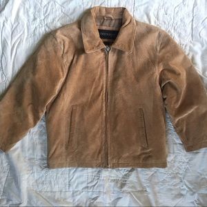 Kids tan suede coat size L or6/7